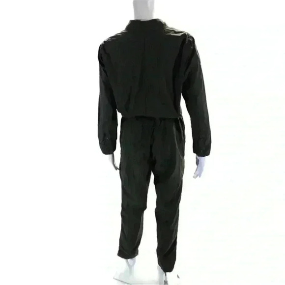 NSF Womens Zippered Elastic Waist Collared Long Sleeved Jumpsuit Green Size M - Picture 3 of 6